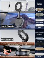 Suport Magnetic pentru Telefon cu Rotire 360°, Suport Auto cu Ventuză - imagine 2